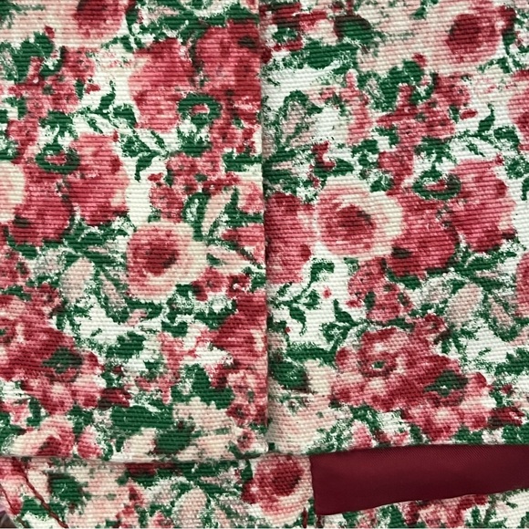 TALBOTS Floral Print Cotton Blazer Three Button Red Burgundy Rose Size Small - Picture 6 of 10